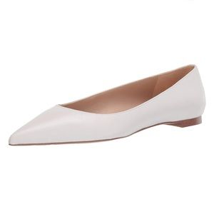 NWOT Sam Edelman Women’s 9.5 Stacey White Leather Slip-On Flat Shoe Pointed Toe
